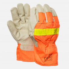 Leather Gloves with Reflective Stripes and Thinsulate lining